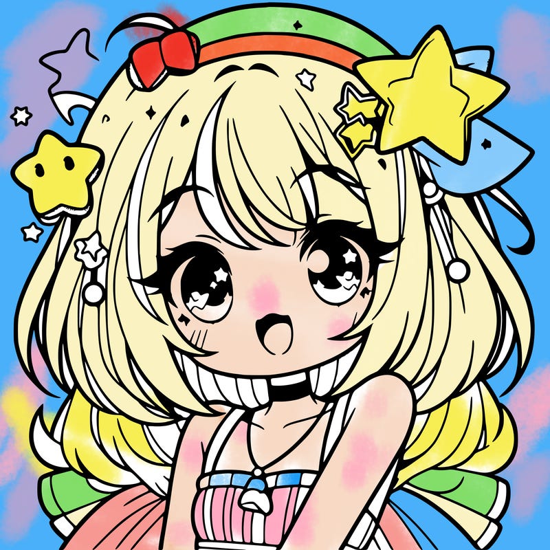 cute anime girl with star accessories