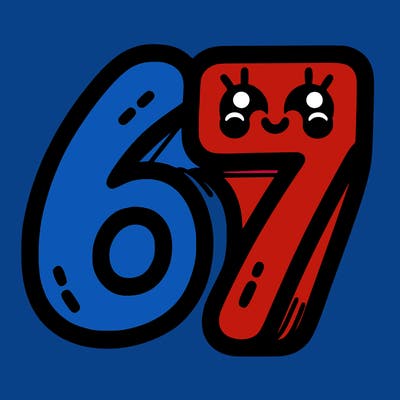 the numbers 67