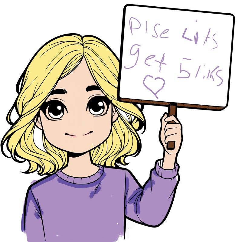 realistic girl holding up a sign