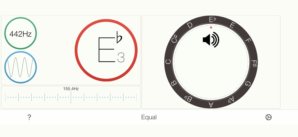 Touch Tuner - Interface do aplicativo Kawai Touch Tuner mostrando detecção de afinação de alta precisão e configurações de calibração