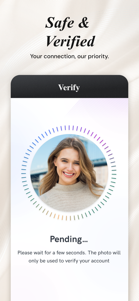 The Luxy app profile verification screen showing a pending status and safety message
