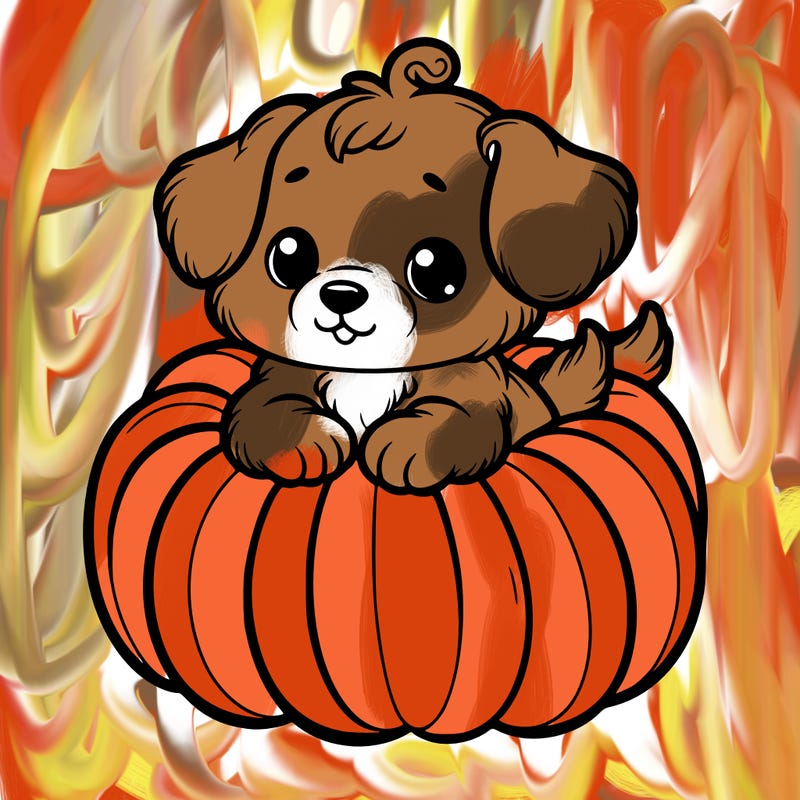 cute little puppy in a pumpkin