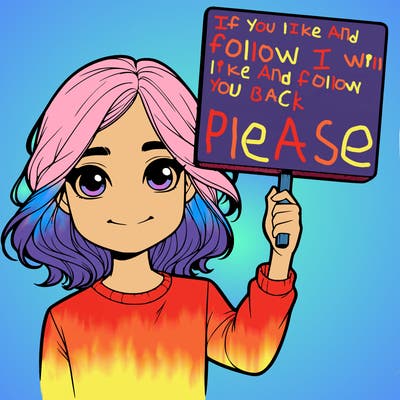 realistic girl holding up a sign