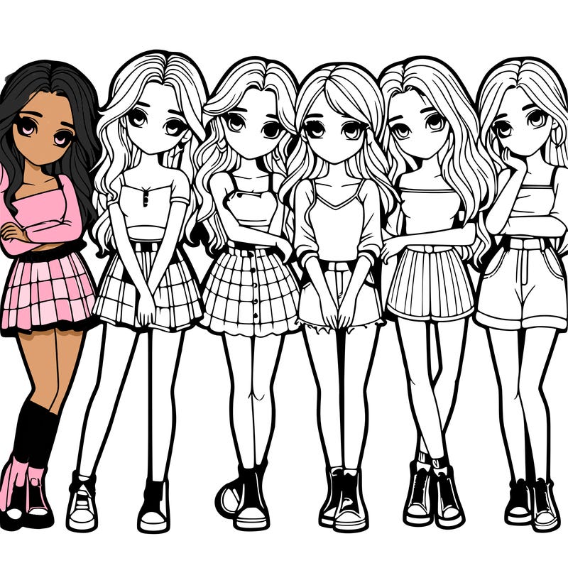a group of girls realistic