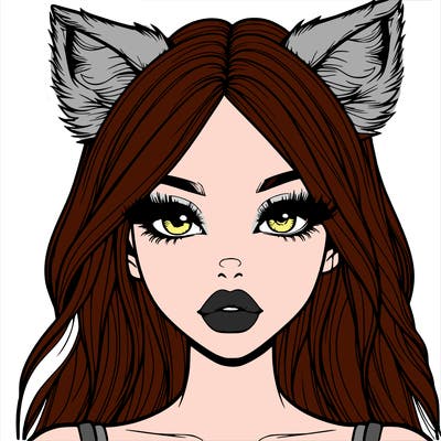 realistic girl with fox ears and realistic lips
