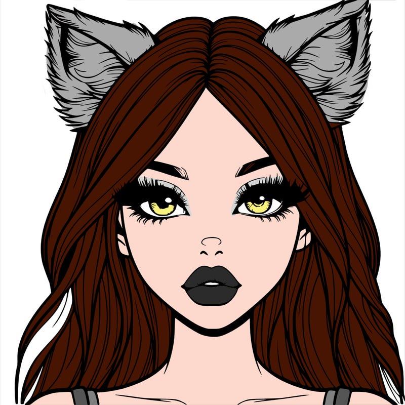 realistic girl with fox ears and realistic lips