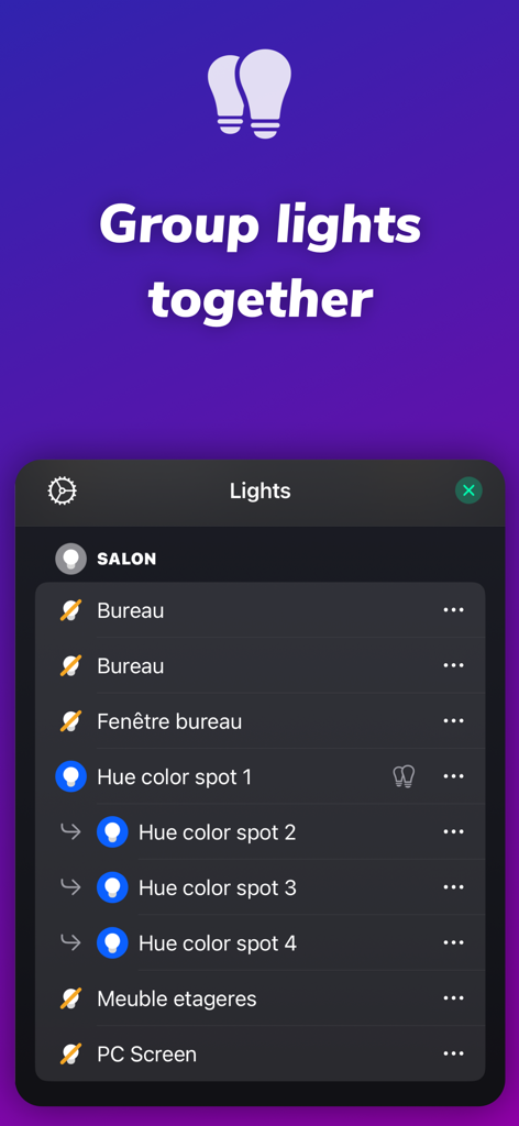 iLightShow for Philips Hue - Interface for grouping smart lights in the iLightShow app