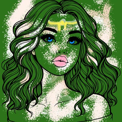 realistic girl with wavy hair and lips