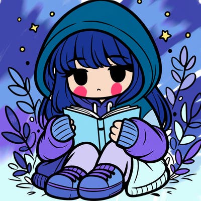 girl in oversized hoodie reading a book