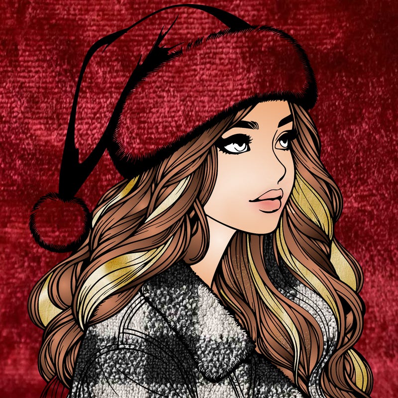 realistic girl in santa hat