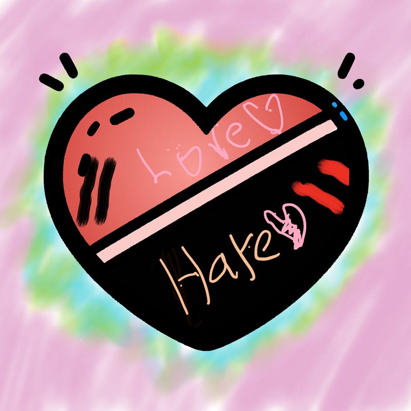 a heart with a line down the middle