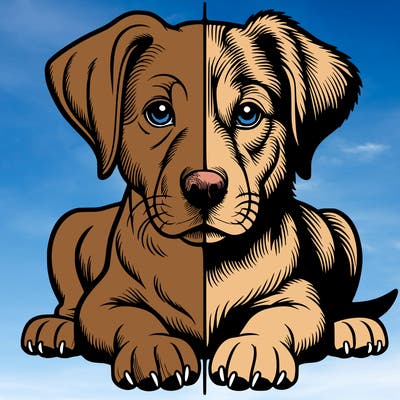 realistic dog split picture