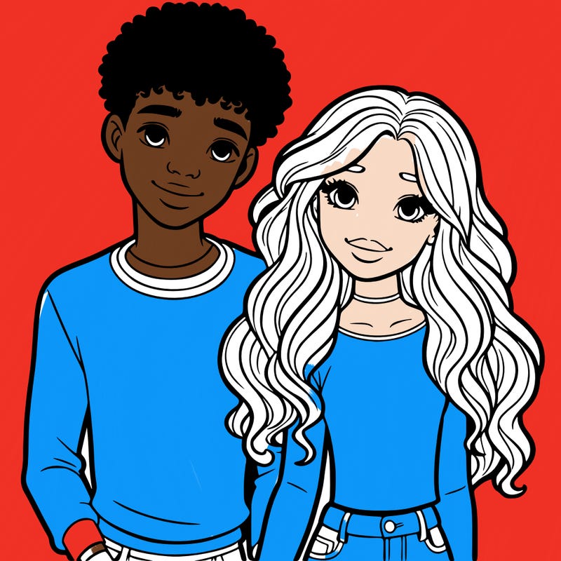 black girl and white boy teen couple