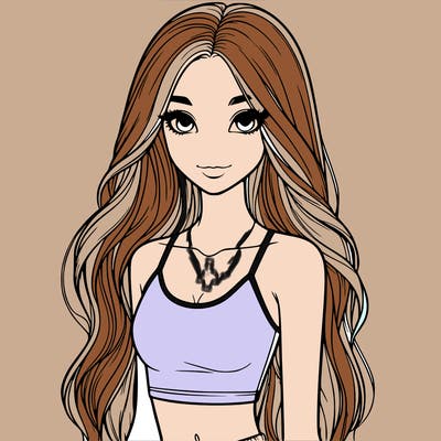 realistic girl with long hair with a crop top