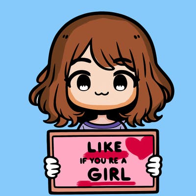 a cute girl holding a sign that says like if you’re a girl