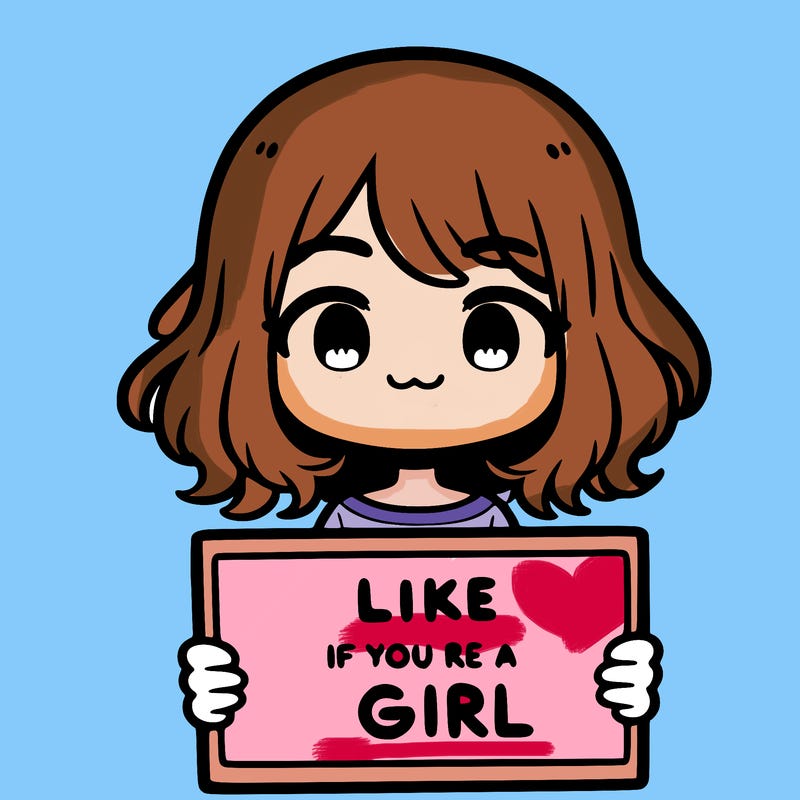 a cute girl holding a sign that says like if you’re a girl
