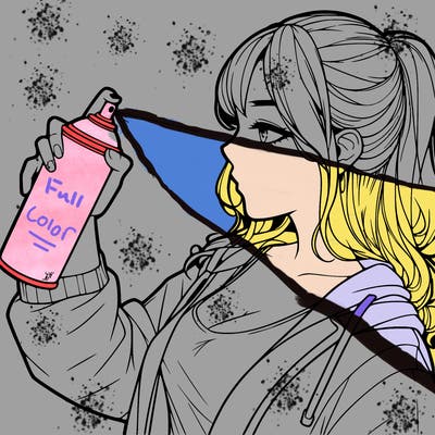 a realistic girl spray, painting