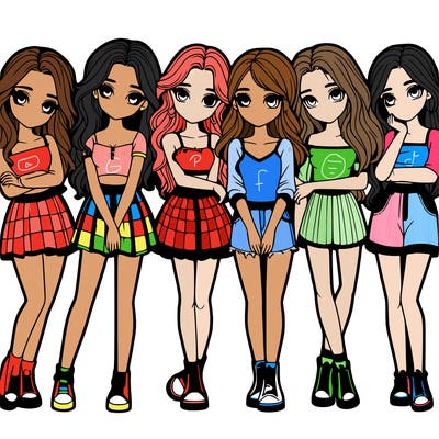 a group of girls realistic