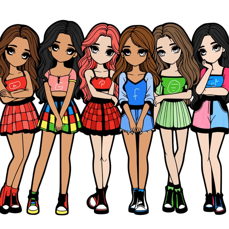a group of girls realistic