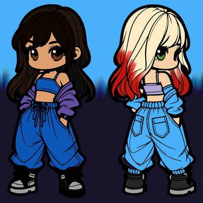 girl in crop top and baggy pants