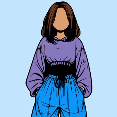 realistic girl faceless with baggy pants and a crop top