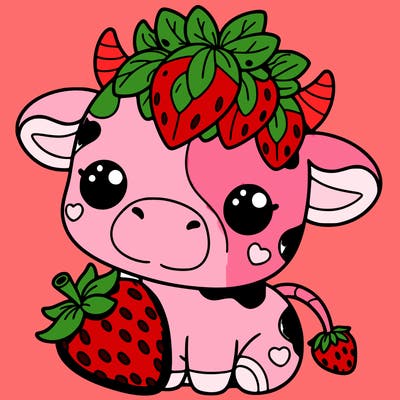 cute strawberry cow