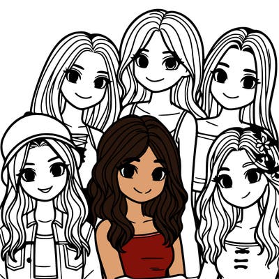 a group of five girls friends