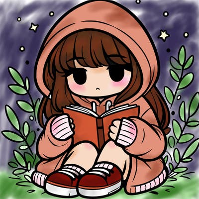 girl in oversized hoodie reading a book