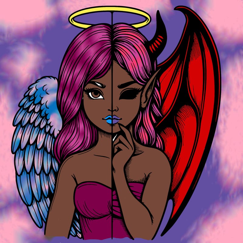 realistic angel half demon