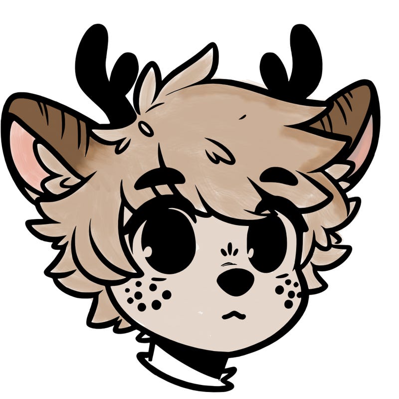a humanoid deer with soft fluffy ears