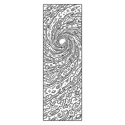Dive into the cosmic beauty of our Spiral Galaxy Bookmark coloring page. This intricate design transforms the wonders of space into a functional and beautiful piece of art you can color.