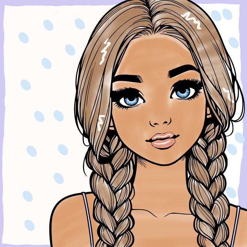 realistic girl with braids