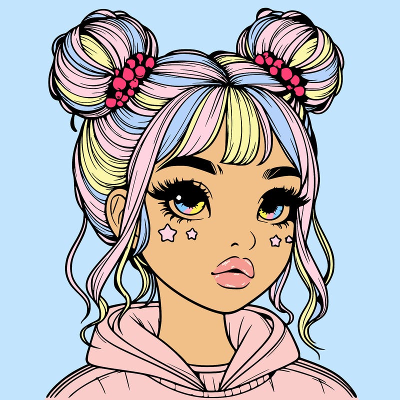 realistic girl with space buns
