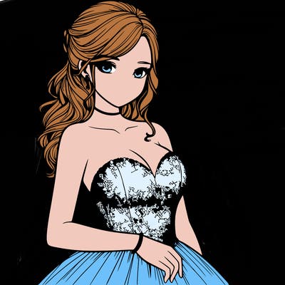 realistic girl in prom dress