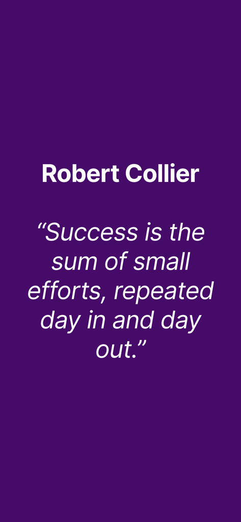 Flashcards: Easy Make & Learn - Motivational quote by Robert Collier on a purple background reading Success is the sum of small efforts repeated day in and day out