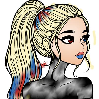 a beautiful and realistic girl with a high pony tail