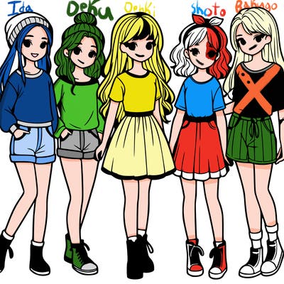 a group of five girls