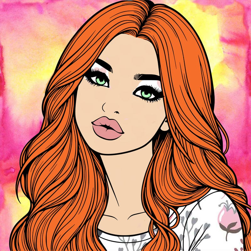 realistic girl with hair on her hair and lips