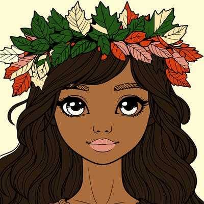 realistic girl with fall leaf crown