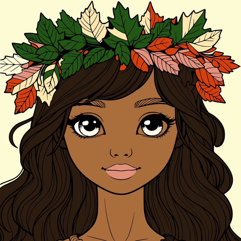 realistic girl with fall leaf crown