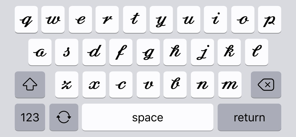 Fonts for iPhones and iPad - 사용자 정의를 위한 필기체 스크립트 폰트가 특징인 사용자 정의 iOS 키보드