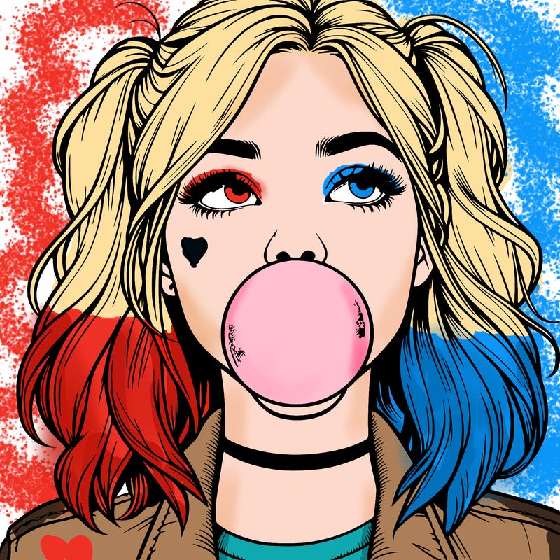 realististic girl blowing bubble -gum
