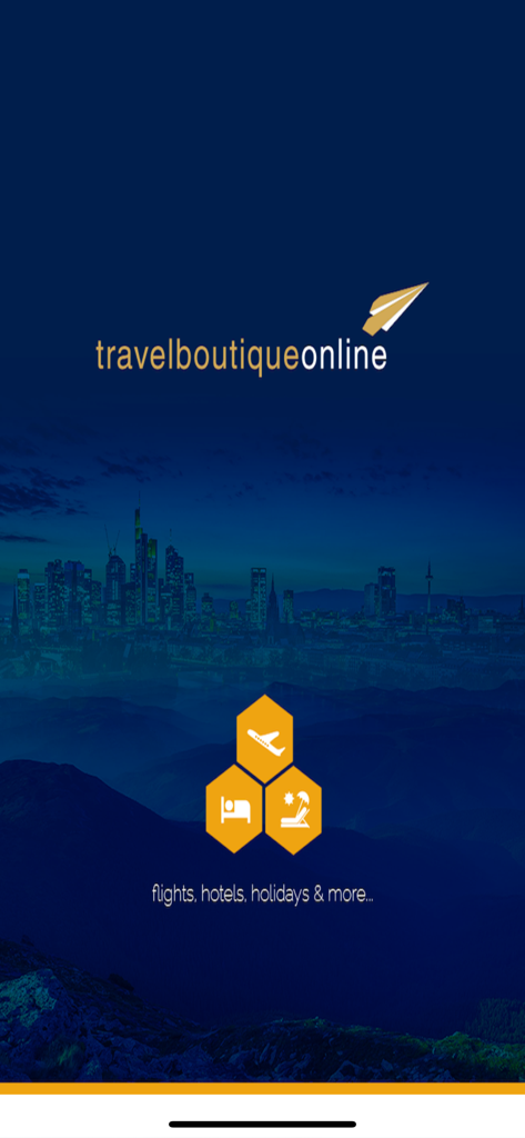 Travel Boutique Online - Travel Boutique Online B2B app interface showing booking categories for flights hotels and holidays
