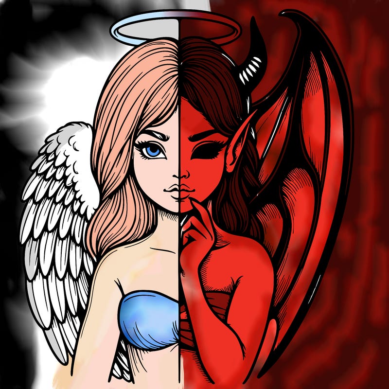 realistic angel half demon