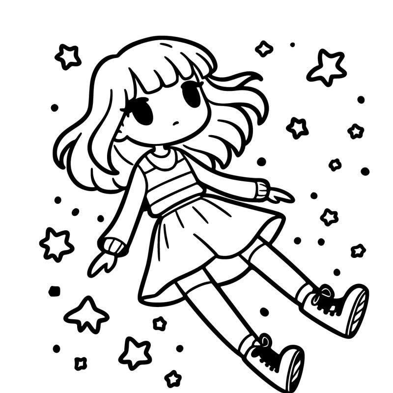 girl floating through space