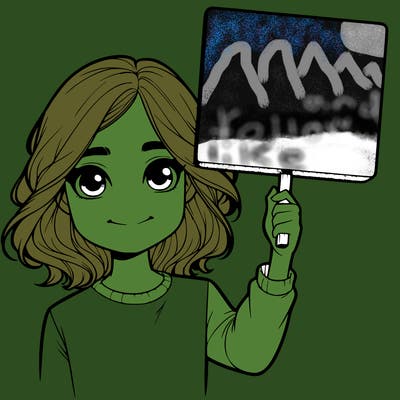 realistic girl holding up a sign