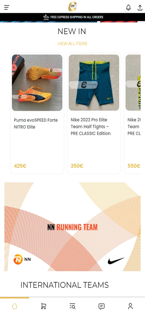 TFC - Trackandfieldclothes - Elite-Leichtathletikbekleidung und -schuhe in der TFC-Mobil-App.