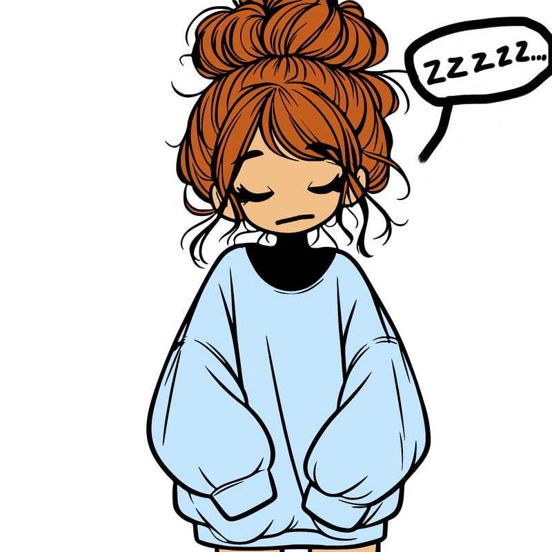 girl with baggy sweatshirt and messy bun