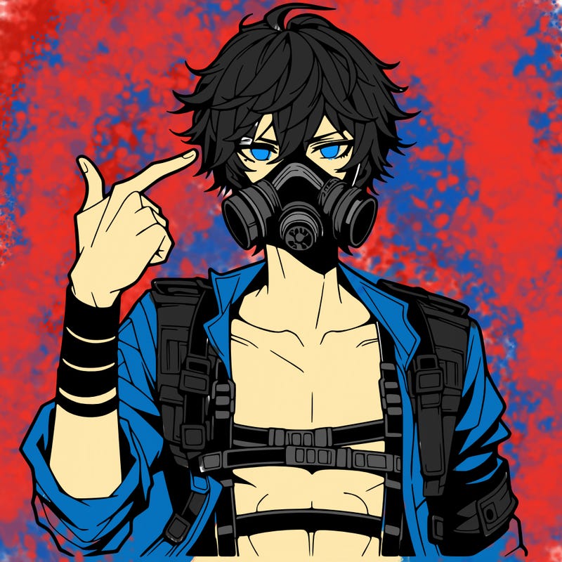 hot anime boy wearing gas mask