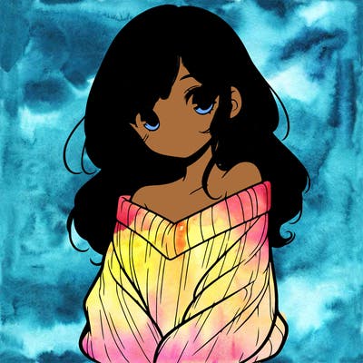 shy pretty girl wearing a sweater that is falling off one shoulder portrait